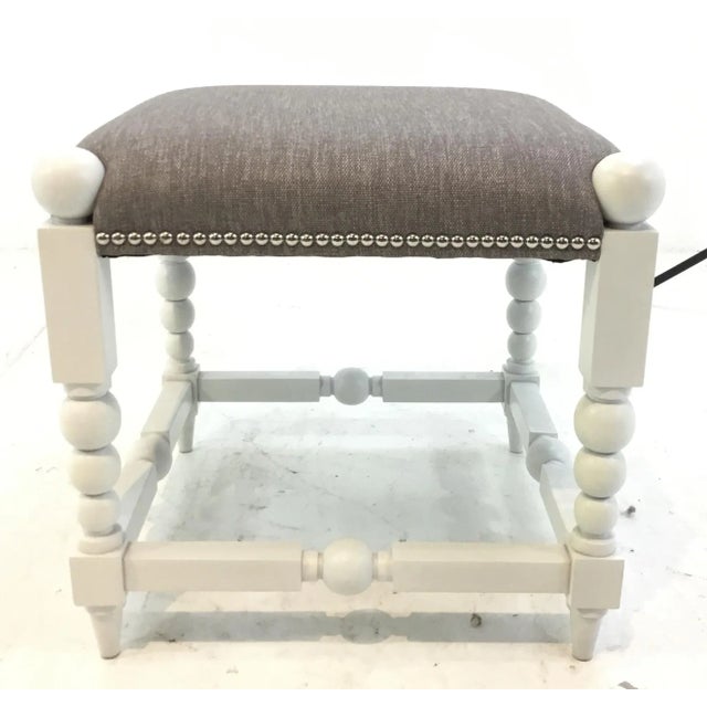 2010s Transitional White and Gray Julianne Ottoman For Sale - Image 5 of 5
