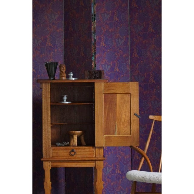 Scandinavian Narrow Oak Cabinet, 1950s For Sale - Image 3 of 17