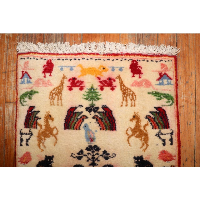 Persian Tiny Pictorial Persian Rug no. r5861 For Sale - Image 3 of 5