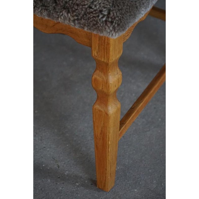 Mid-Century Danish Chairs in Oak & Lambswool by Henning Kjærnulf for E.G. Møbler, 1960s, Set of 8 For Sale - Image 17 of 18
