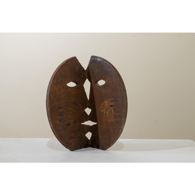 Brutalist Iron Mask Sculpture, 20th Century For Sale - Image 4 of 8