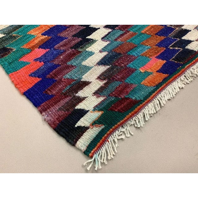 Textile Large Vintage Turkish Purple, Red, Black, and Blue Kilim Rug, 1950s For Sale - Image 7 of 9