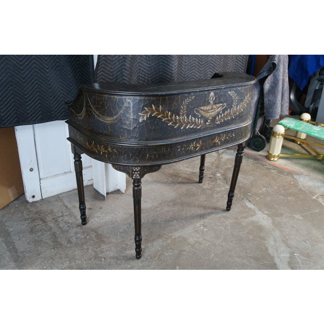 Vintage Black Lacquer Chinoiserie Carlton House Neoclassical Writing Desk For Sale - Image 16 of 17