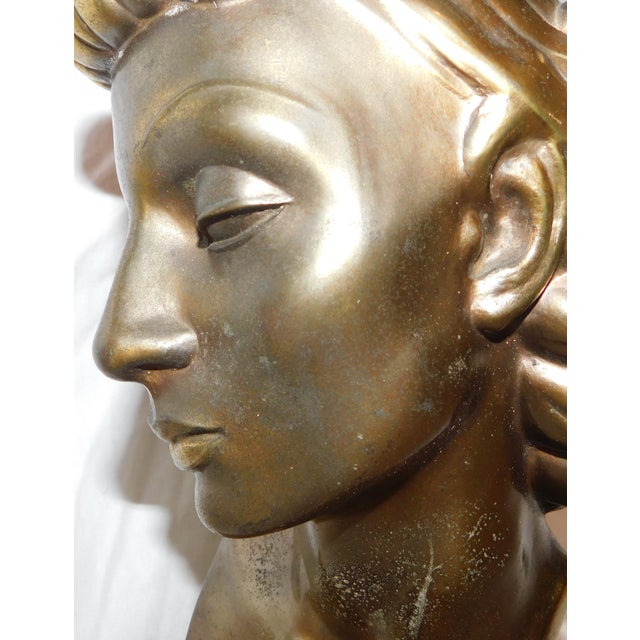 1920s Art Deco Bronze Bust For Sale - Image 11 of 11