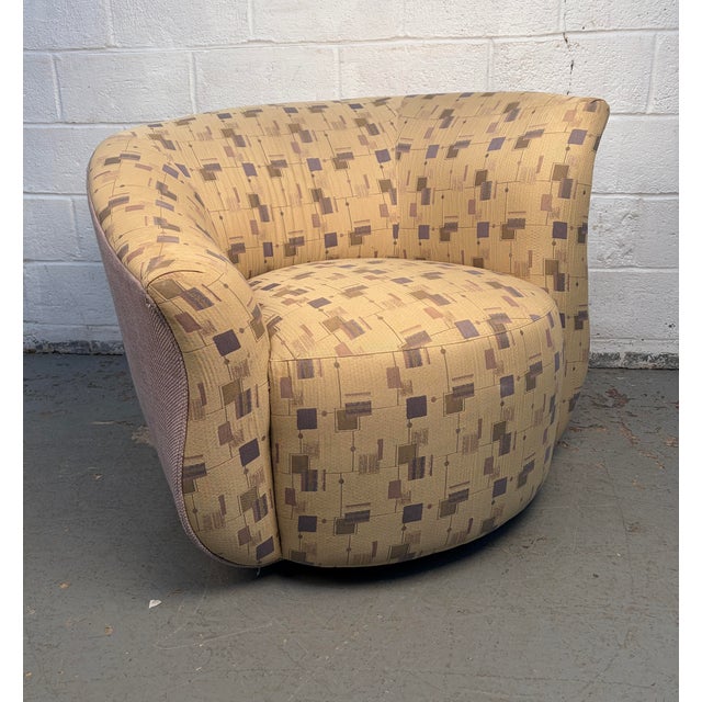 Cream 1990s Oversized Swivel Lounge Chairs Attributed to Weiman For Sale - Image 8 of 12