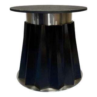 Baker Modern Black Lacquer Fluted Dining Table Base For Sale