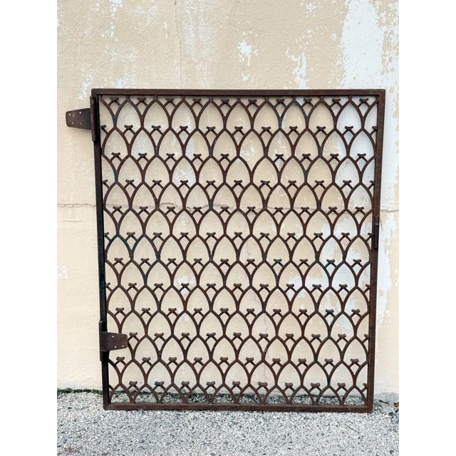 Antique French Art Nouveau Wrought Iron "Repeating Arch" 55x48 Garden Entry Gate For Sale - Image 18 of 18