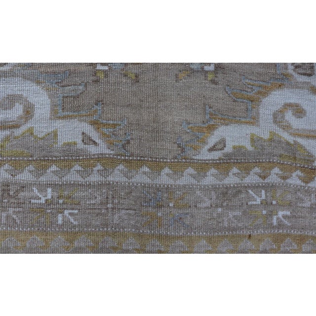 Mid 20th Century Vintage Hand Knotted Turkish Oushak Kars in Earthy Tones and Yellow Colors For Sale - Image 10 of 12