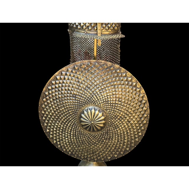 Large Hand Hammered Brass Helmet Shield Set For Sale - Image 4 of 15