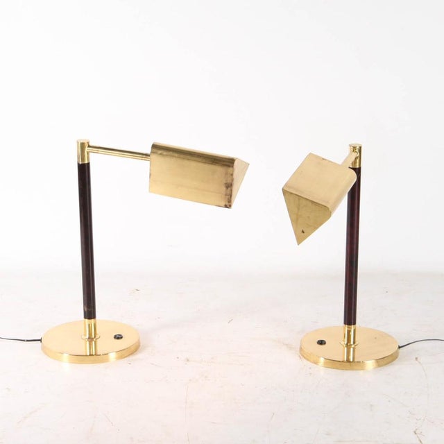 Mid-Century Brass and Wood Lamp, 1980s For Sale - Image 11 of 11