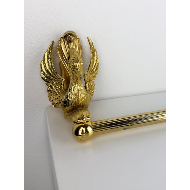 Hollywood Regency French Gold Tone Swan Bathroom Set, Bathroom Towel Ring, Towel Rail, and Wall Hook, 1970s, Set of 3 For Sale - Image 4 of 18