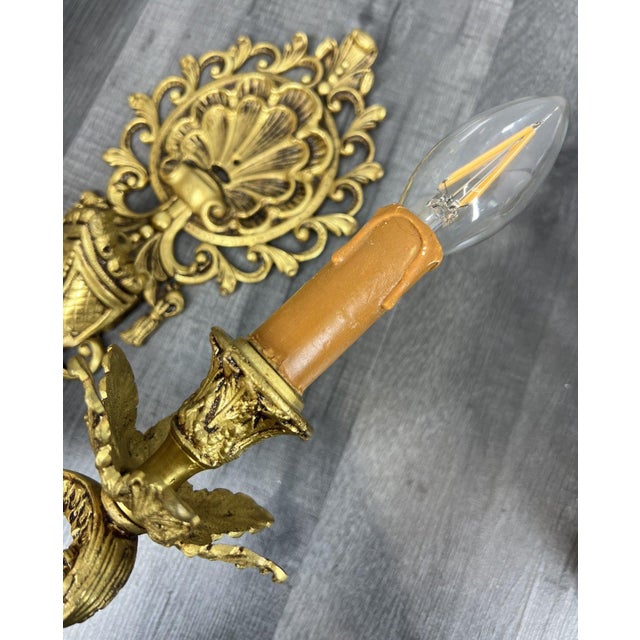 Vintage French Wall Lamps in Brass, Set of 2 For Sale - Image 11 of 15