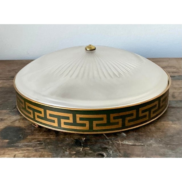 Vaughan Vintage Regency Vaughan Greek Key Flush Mount Lamp For Sale - Image 4 of 8