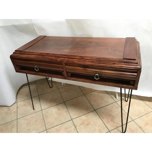 1950s Walnut & Metal Desk For Sale - Image 5 of 18