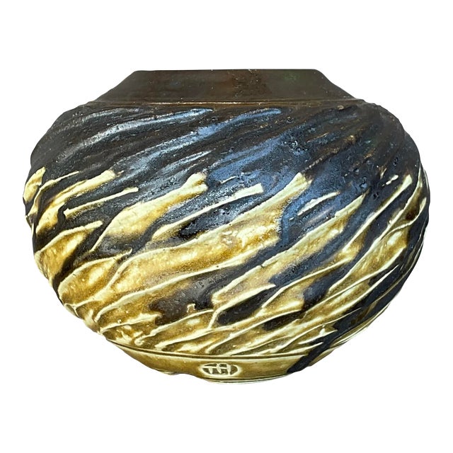 Vintage Boho Signed Studio Pottery Vase For Sale