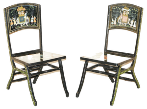 Set of Antique Indian Chinoiserie Campaign Folding Chairs