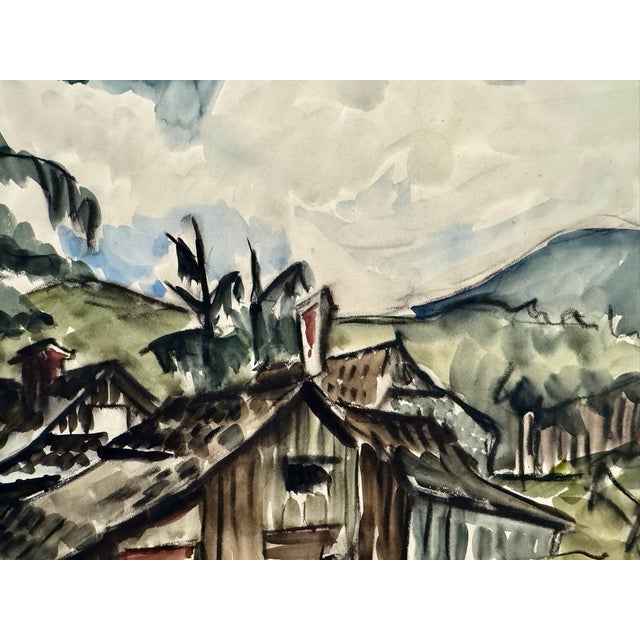 Rustic Henry Emil Salloch Original Watercolor on Paper Mountain Cabin, 1935. For Sale - Image 3 of 6