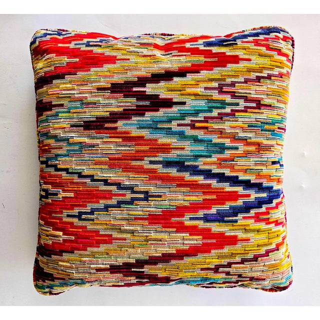 Kravet Couture Ikat Flame/Chevron Carved Velvet 22" Pillows For Sale - Image 9 of 15