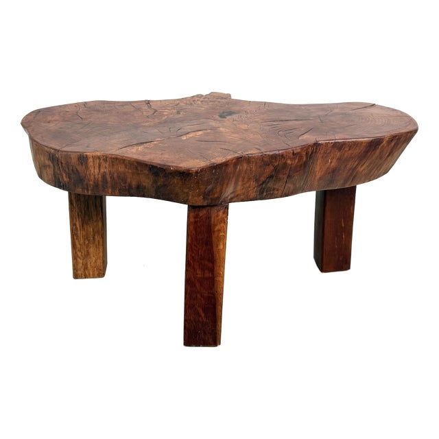 Brutalist Tripod Coffee Table in Teak, 1970s For Sale