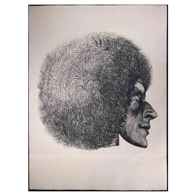 Giacomo Porzano, Profile, Original Etching, 1972 For Sale