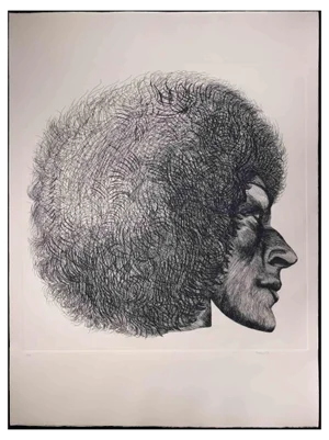 Giacomo Porzano, Profile, Original Etching, 1972