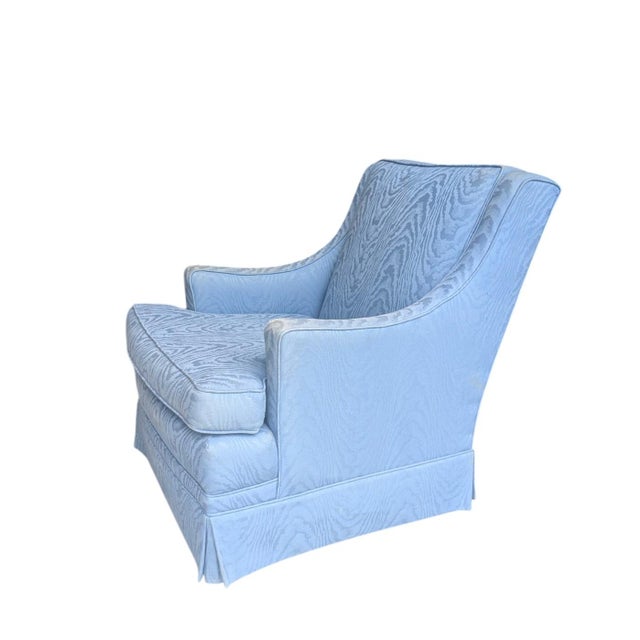 Hickory Chair Furniture Company Vintage Custom Upholstered Blue Club Chair- A Pair For Sale - Image 4 of 18