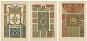 Dolmetsch, Byzantine Ornamental Art from Ornamentenschatz, 1887, Prints, Set of 3