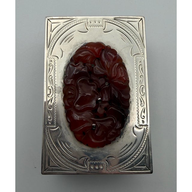 Early 20th Century Early 20th Century Edward Farmer Sterling Silver & Carved Carnelian Matchbox Holder For Sale - Image 5 of 8