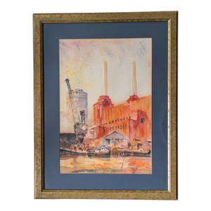1996 Contemporary Battersea Power Station London Cityscape Watercolor by Charles Foster-Hall, Framed