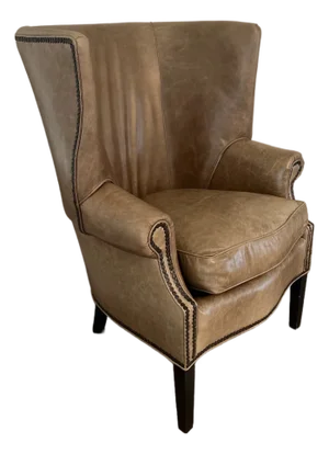 Stanford Furniture Leather Wingback Accent Chair – Cognac Full-Grain Leather