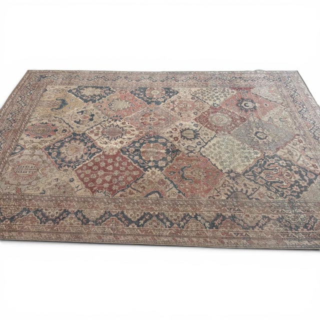 Antique Gordes Rug | Soft Neutral Diamond Tile Design | 6'6" X 9'1" For Sale - Image 4 of 5
