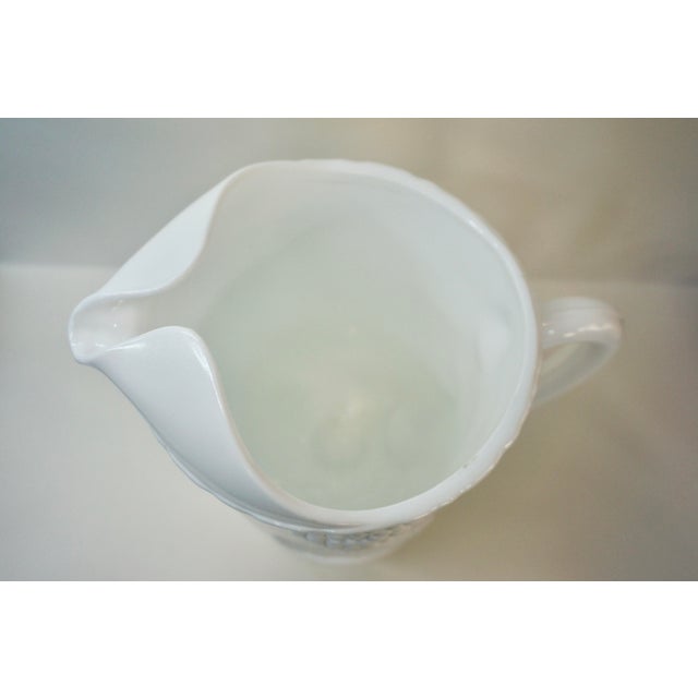 Mid-Century Modern Vintage "Harvest Grape" Milk Glass Footed Pitcher - 11" For Sale - Image 3 of 7