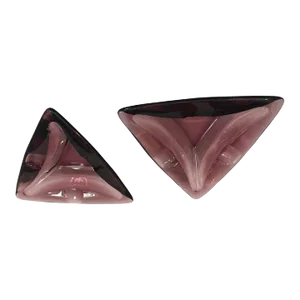 Vintage Moroccan Hazel Atlas Amethyst Triangle Ashtrays - Set of 2