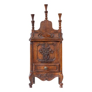 19th Century Louis XV Style French Farinerio Flour Box with Carved Floral Décor For Sale