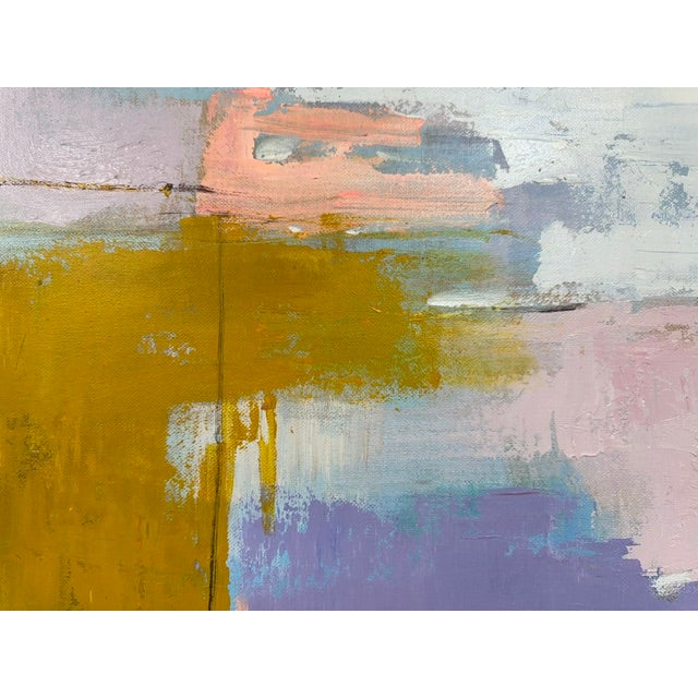 Purple Modern Lavender, Pink & Mustard Abstract Canvas - Original Acrylic Art For Sale - Image 8 of 9