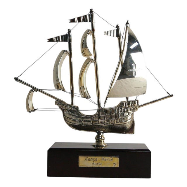 French Decorative Model Silver Boat on Pedestal, 1980 For Sale