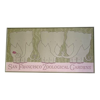 1984 San Francisco Zoological Gardens Elephant Zoo Poster, Framed For Sale