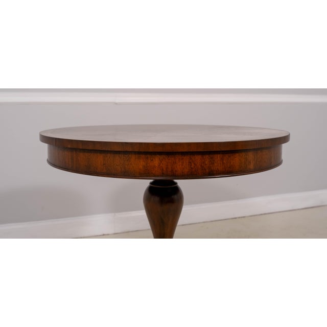 Traditional Maitland Smith Round Mahogany Pedestal Lamp Table For Sale - Image 3 of 13