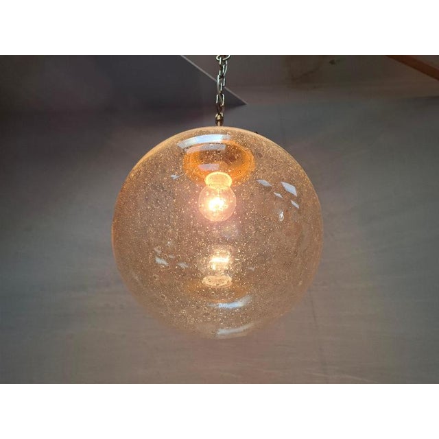 Mid-Century Modern Pendant Light in Brass and Smoked Bubble Glass by Kamenický Šenov, 1960s For Sale - Image 4 of 18