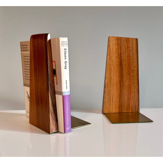 Mid-Century Modern German Bookends in Walnut and Brass, 1960s, Set of 2 For Sale - Image 10 of 12