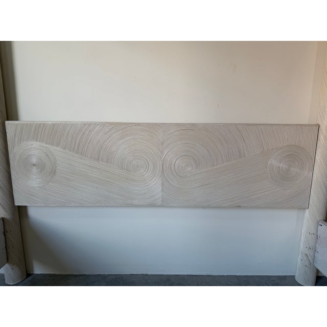 White Boho Chic Swirl Pencil Reed King Size Canopy Bed Frame For Sale - Image 8 of 18