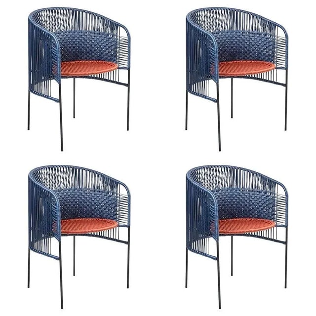 Blue Caribe Chic Dining Chairs by Sebastian Herkner, Set of 4 For Sale - Image 10 of 10
