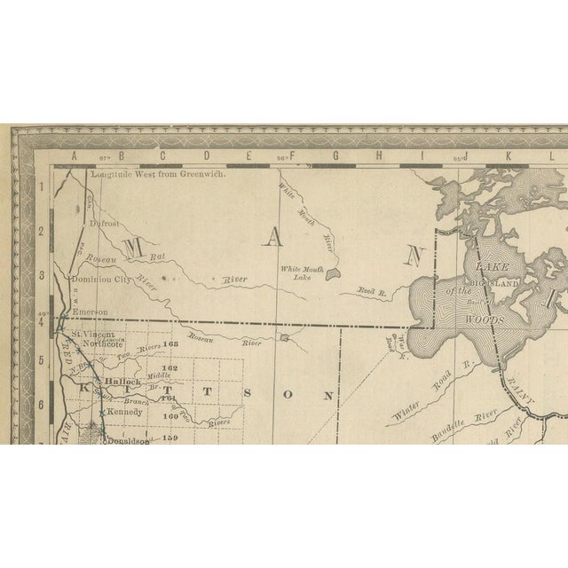 Black Antique Minnesota Map by Rand McNally, 1888 For Sale - Image 8 of 13