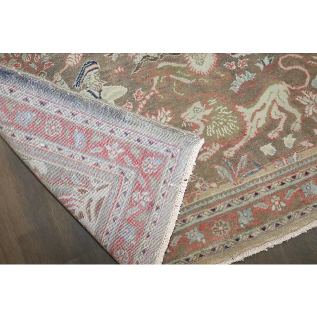 Hunting Scene Kashan Vintage Rug no. j4721 For Sale - Image 4 of 5