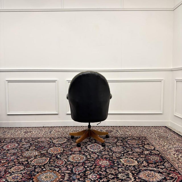 Classic English Chesterfield Desk Chair in Black For Sale - Image 4 of 8