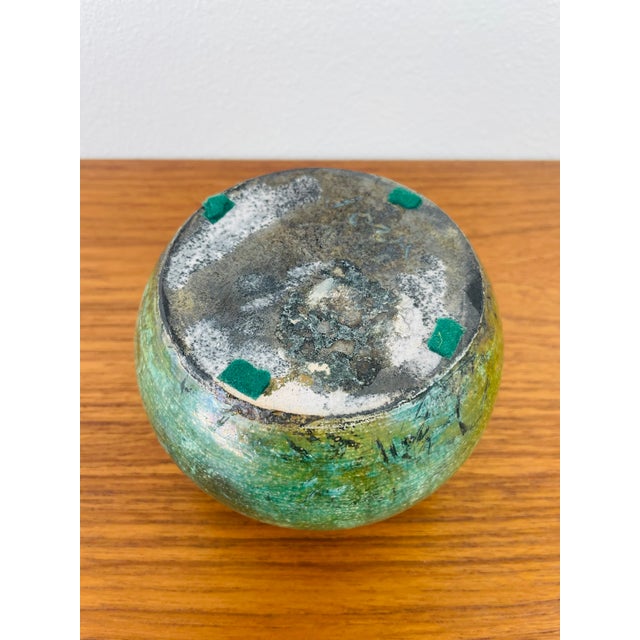 Vintage 1970s Handmade Stoneware Studio Pottery Green Vase For Sale - Image 9 of 9