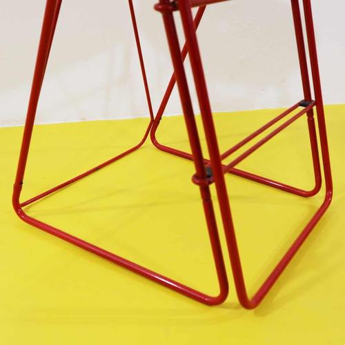 Red Metal Step Stool with White Plastic Seat from Norda For Sale - Image 3 of 12