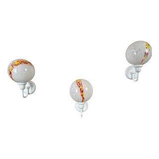 Vintage Wall Lamps in Glass, 1980s, Set of 3 For Sale