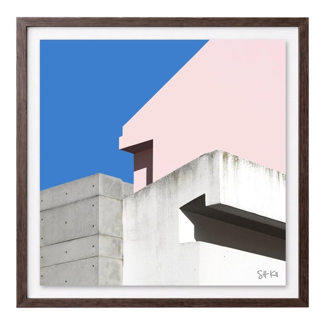 “Cascais 02” Giclee Archival Pigment Print 24x24 Framed in Walnut For Sale