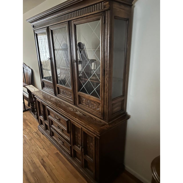 Burlington House Furniture from N. Carolina Solid oak heavy china cabinet. Owned by one family since purchase in the...